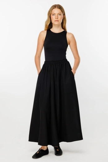 Hooopstore - Premium Büzgülü Siyah Etek