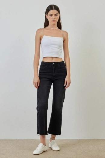 Hooopstore - Kesik Paça Antrasit Flare Jean (1) Hooopstore - Kesik Paça Antrasit Flare Jean (1)