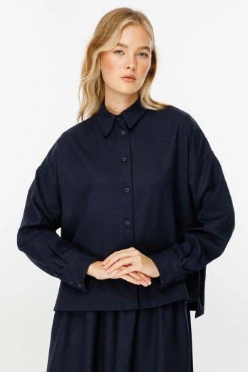 Hooopstore - Premium Kısa Lacivert Gömlek (1)