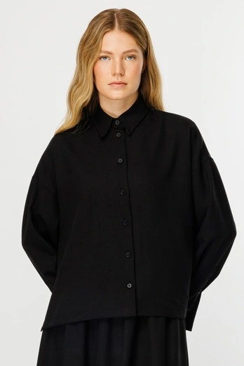 Hooopstore - Premium Kısa Siyah Gömlek (1)