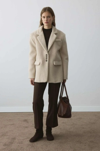 Hooopstore - Premium Kruvaze Deve Tüy Blazer