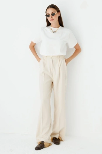 Hooopstore - Premium Pileli Palazzo Taş Pantolon