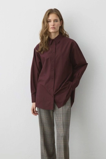 Hooopstore - Premium Poplin Bordo Gömlek (1)