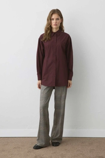 Hooopstore - Premium Poplin Bordo Gömlek