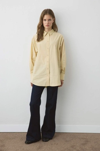 Hooopstore - Premium Poplin Butter Yellow Gömlek