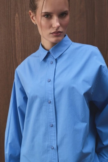 Hooopstore - Premium Poplin Mavi Gömlek (1)