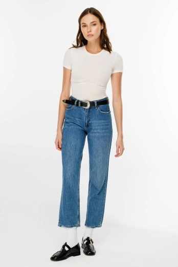 Hooopstore - Premium Wide Leg Koyu Mavi Jean (1)