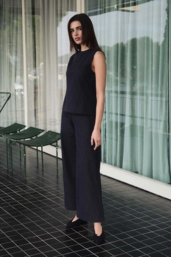 Hooopstore - Pure Önden Ütü İzli Lacivert Denim Pantolon (1)