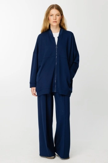 Hooopstore - Rahat Kesim Bol Paça Lacivert Pamuk Pantolon (1) Hooopstore - Rahat Kesim Bol Paça Lacivert Pamuk Pantolon (1)