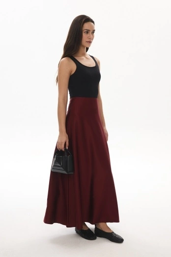 Hooopstore - Saten Bordo Etek Hooopstore - Saten Bordo Etek