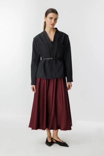 Hooopstore - Saten Princess Bordo Etek