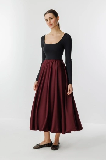 Hooopstore - Saten Princess Bordo Etek (1)