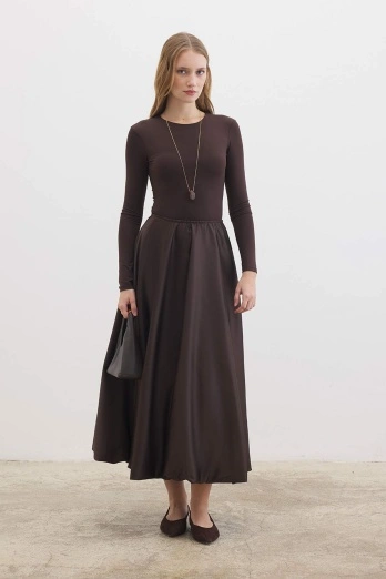 Hooopstore - Saten Princess Kahve Etek