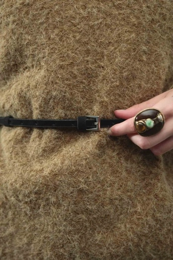 Hooopstore - Süet Dokulu Siyah İnce Kemer (1)