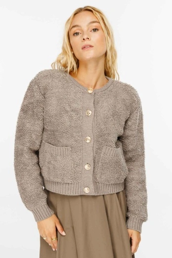 Hooopstore - Tedy Dokulu Premium Vizon Hırka