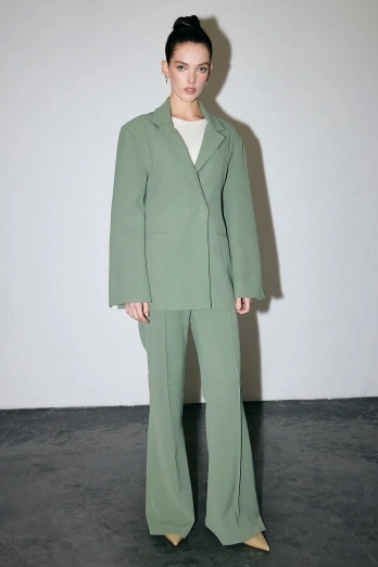 Hooopstore - Tek Düğmeli Kruvaze Fit Blazer Haki Ceket (1)