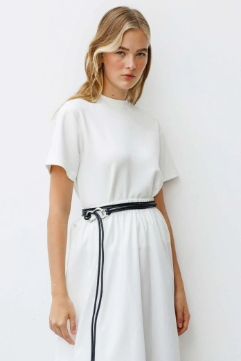 Hooopstore - Toka Detaylı Büzgülü Deri Kemer