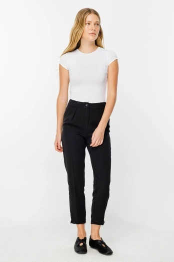 Hooopstore - Ütü İzli Havuç Kesim Siyah Pantolon