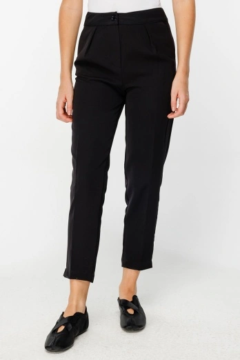 Hooopstore - Ütü İzli Havuç Kesim Siyah Pantolon (1)