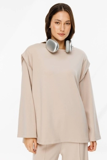 Hooopstore - Vatkalı Compact Pamuk Taş Sweatshirt