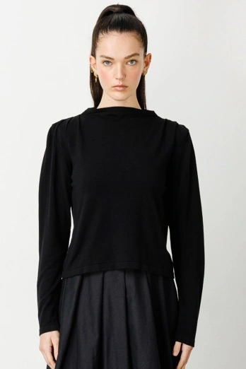 Hooopstore - Vatkalı Crop Siyah Top (1)