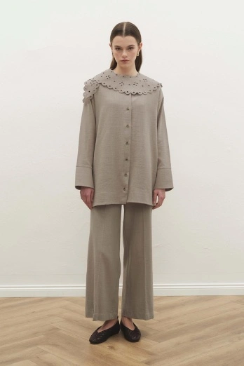 Hooopstore - Visolin Ütü İzli Vizon Pantolon (1)