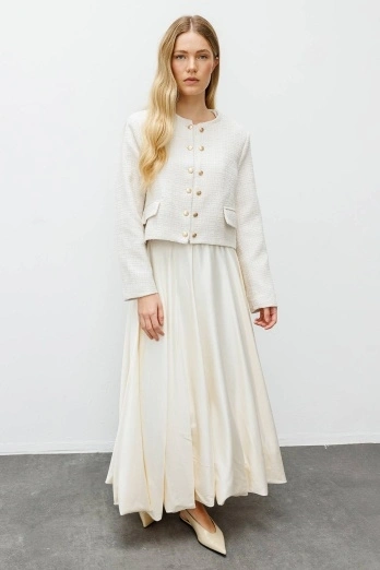 Hooopstore - Saten Princess Krem Etek Hooopstore - Saten Princess Krem Etek