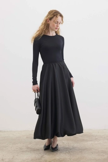 Hooopstore - Saten Princess Siyah Etek