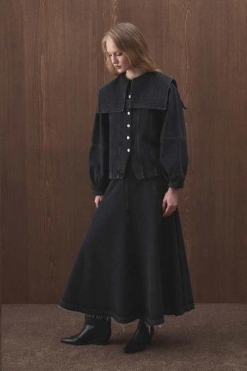 Hooopstore - Yakalı Denim Antrasit Ceket (1)