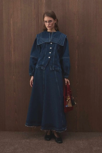 Hooopstore - Yakalı Denim Kot Mavi Ceket (1)