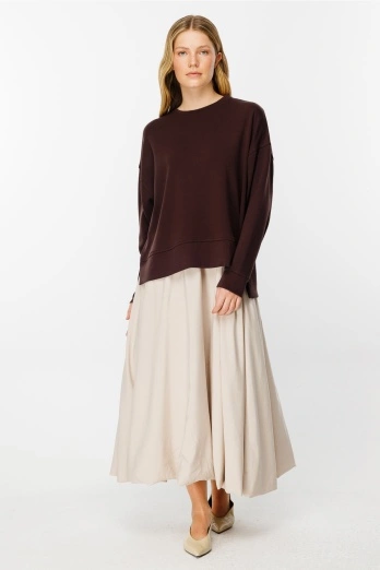 Hooopstore - Yanları Yırtmaçlı Compact Acı Kahve Sweatshirt (1)