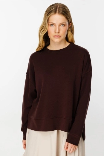 Hooopstore - Yanları Yırtmaçlı Compact Acı Kahve Sweatshirt