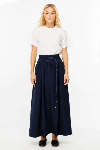 Hooopstore - Yüksek Bel Binici Lacivert Etek