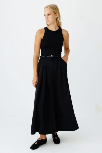 Hooopstore - Yüksek Bel Binici Siyah Etek (1)