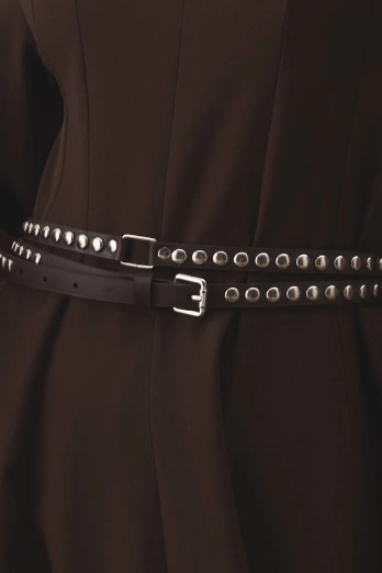 Hooopstore - Zımba Detaylı Deri Acı Kahve Kemer (1)