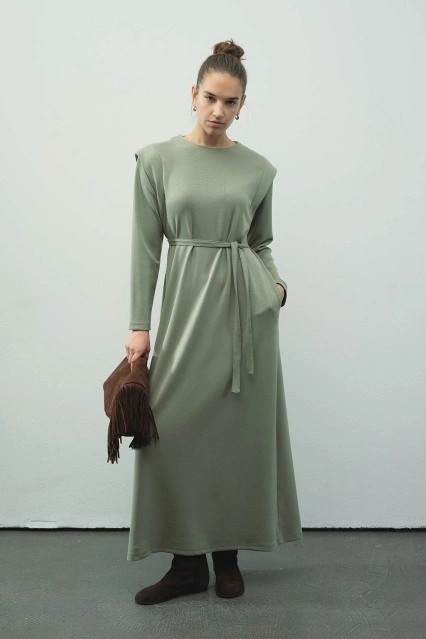 Aller Detaylı Compact Pamuklu Çağla Elbise