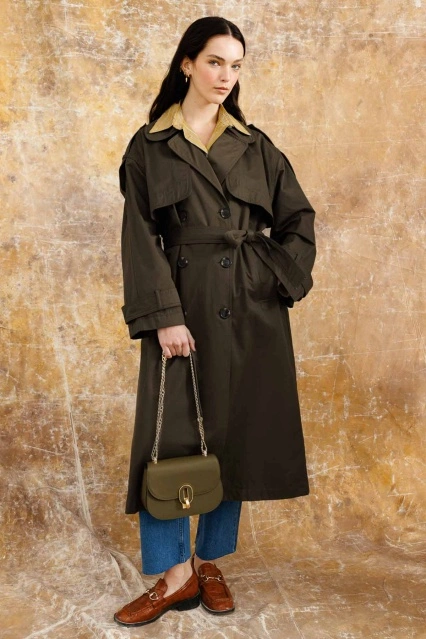 Aller Detaylı Gabardin Kahve Trençkot