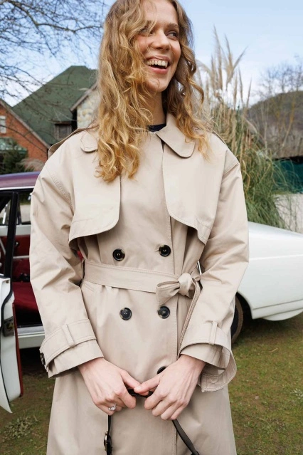 Aller Detaylı Gabardin Latte Trençkot