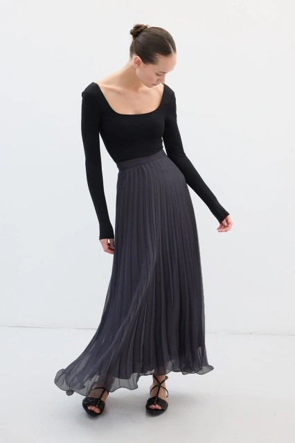 Allure Şifon Pilise Antrasit Etek Allure Şifon Pilise Antrasit Etek