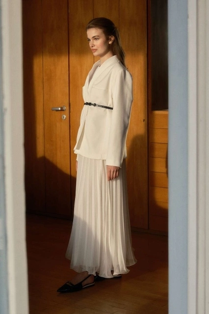 Allure Şifon Pilise Krem Etek Allure Şifon Pilise Krem Etek