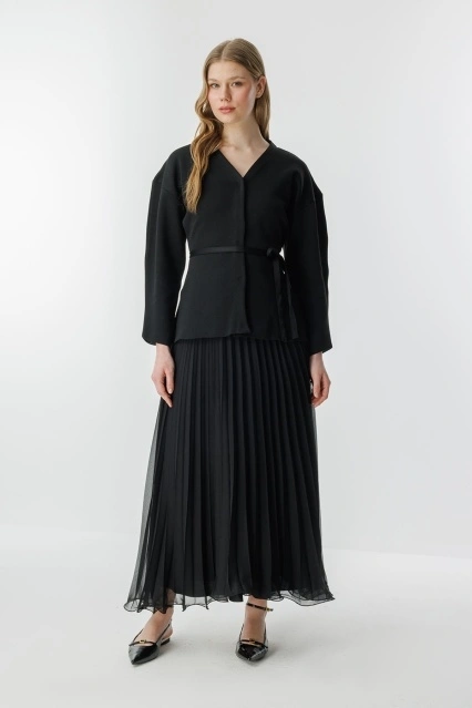 Allure Şifon Pilise Siyah Etek Allure Şifon Pilise Siyah Etek
