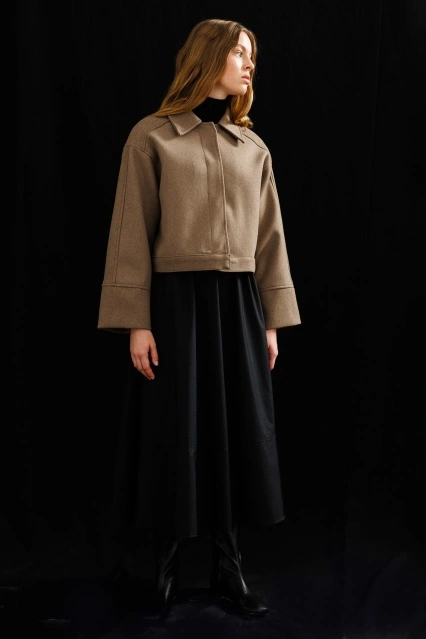 Andera Manşet Kol Sütlü Kahve Kaşe Ceket