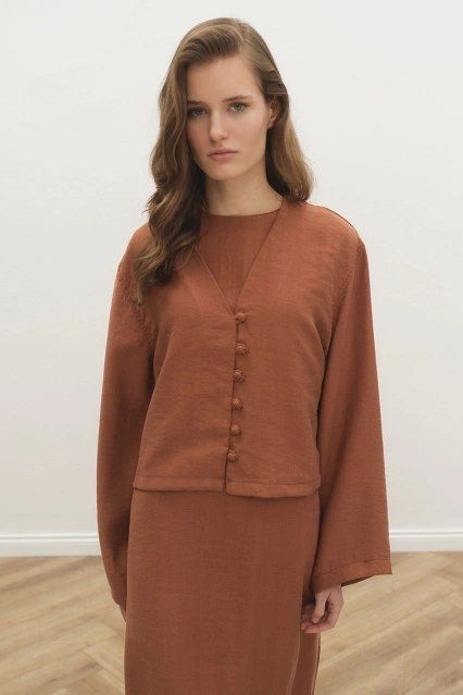 Rahat Kesim Liyosel Tarçın Elbise 