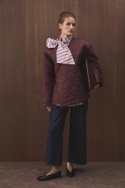 Anvelop Bağlamalı Kapitone Bordo Mont