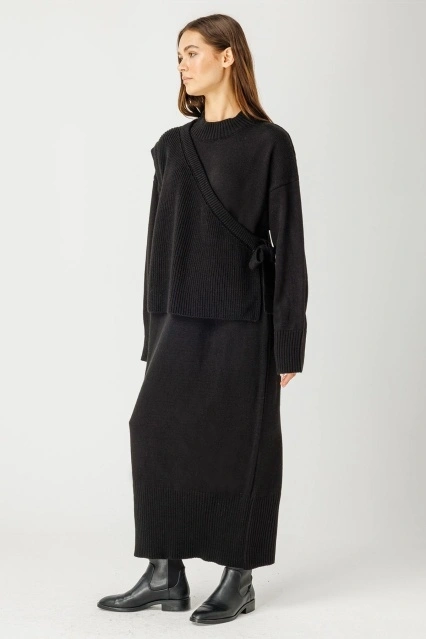 Anvelop Triko Elbise - Siyah Anvelop Triko Elbise - Siyah