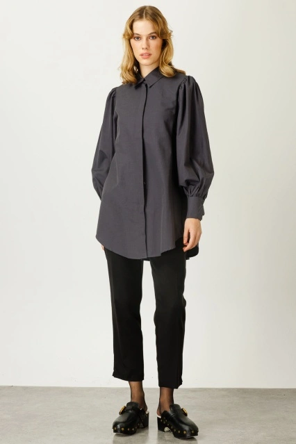 BALON KOLLU BASIC GÖMLEK - ANTRASİT