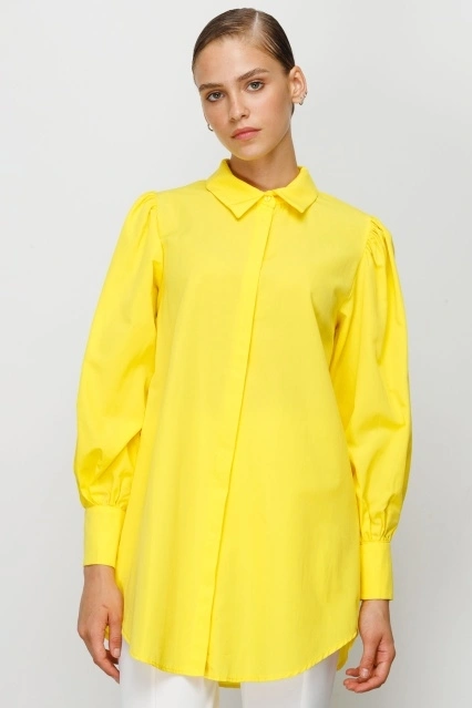 Balon Kollu Basic Sarı Gömlek