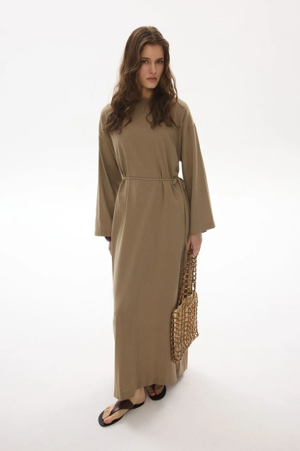 Basic Organik Vizon Elbise