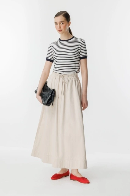 Bel Ayarlamalı Taş Gabardin Etek Bel Ayarlamalı Taş Gabardin Etek