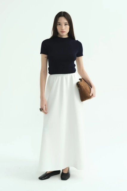 Beli Lastikli Scuba Ekru Etek